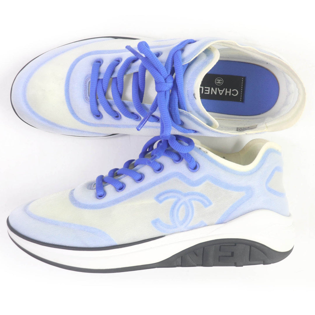 CHANEL Low cut sneakers G34763 Main: Mesh White blue mens 41 Used Authentic