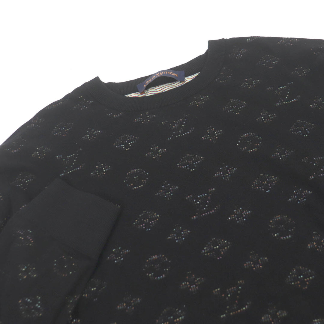 LOUIS VUITTON knit Main: 45% rayon, 43% cotton, 10% polyester, 1% nylon, 1% polyurethane black mens XL Used Authentic
