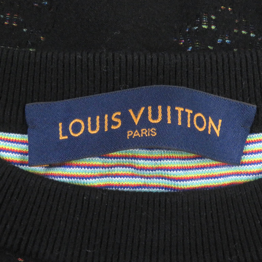 LOUIS VUITTON knit Main: 45% rayon, 43% cotton, 10% polyester, 1% nylon, 1% polyurethane black mens XL Used Authentic