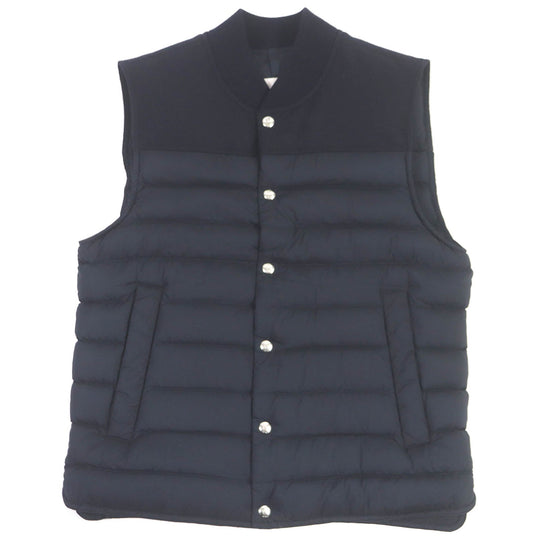 MONCLER Down vest Main: 100% nylon, Main: 100% wool, Lining: 100% nylon, Filling: 90% down, Filling: 10% feather Navy POLLUX GILET mens zero size Used Authentic