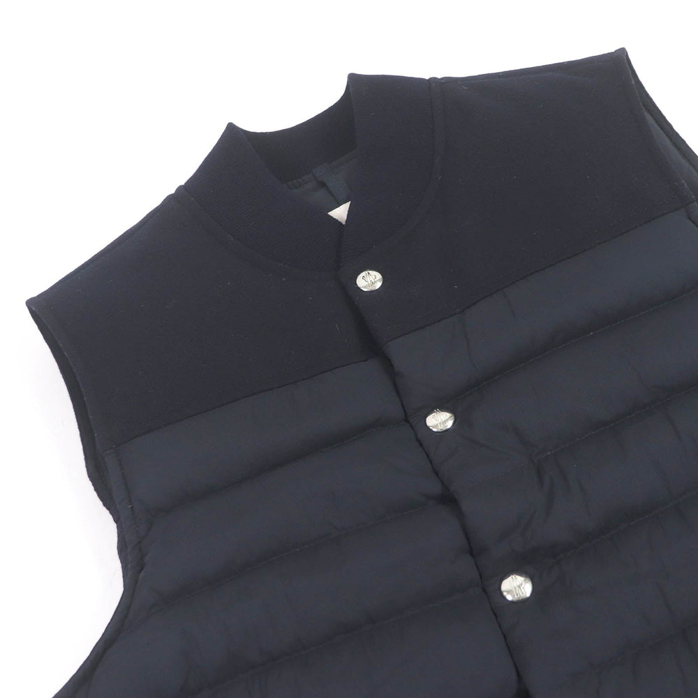 MONCLER Down vest Main: 100% nylon, Main: 100% wool, Lining: 100% nylon, Filling: 90% down, Filling: 10% feather Navy POLLUX GILET mens zero size Used Authentic
