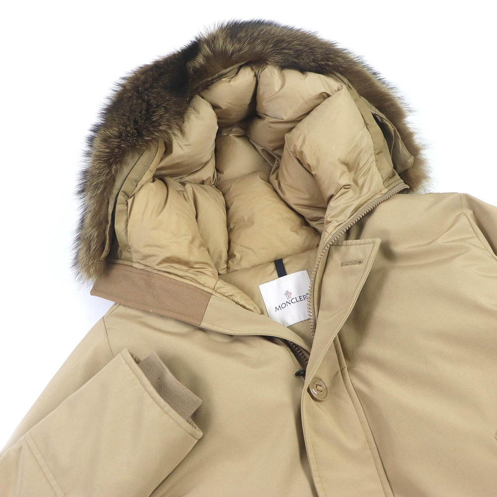 MONCLER Down jacket Outer: 85% polyester, Outer: 15% cotton, Lining: 100% nylon, Part: 100% wool, Fur: raccoon beige POLA mens 1 Used Authentic