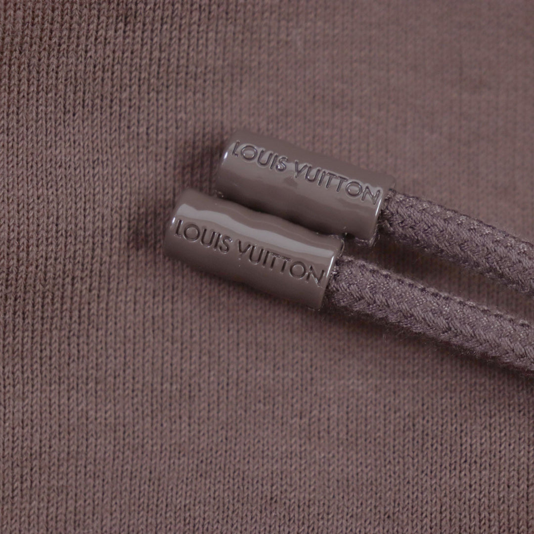 LOUIS VUITTON Hoodie Main: 100% cotton, some parts: 80% wool, some parts: 20% acrylic Brown GRAPHIC BEE PATCHED HOODIE Graphic Bee Patch Hoodie mens S Used Authentic