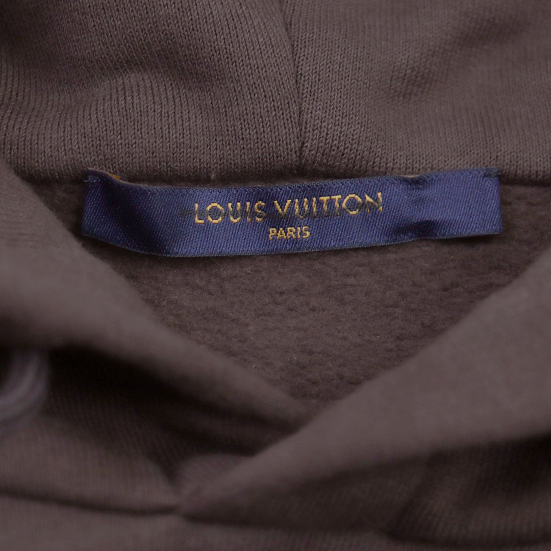 LOUIS VUITTON Hoodie Main: 100% cotton, some parts: 80% wool, some parts: 20% acrylic Brown GRAPHIC BEE PATCHED HOODIE Graphic Bee Patch Hoodie mens S Used Authentic