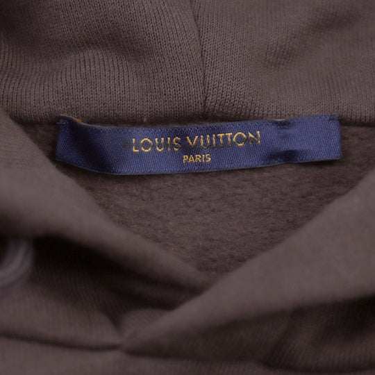 LOUIS VUITTON Hoodie Main: 100% cotton, some parts: 80% wool, some parts: 20% acrylic Brown GRAPHIC BEE PATCHED HOODIE Graphic Bee Patch Hoodie mens S Used Authentic