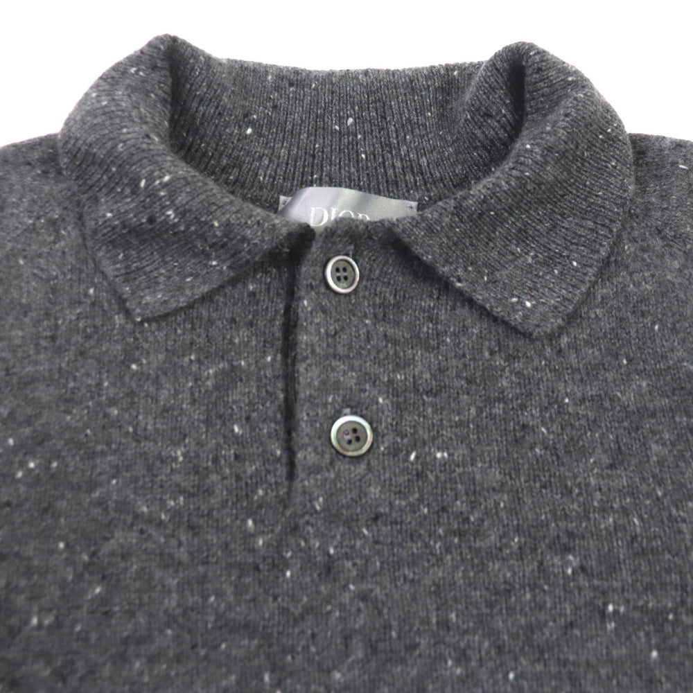 Dior HOMME Long sleeve polo shirt 243M830AT449 Main: 100% cashmere, part: 100% polyester gray mens XXL Used Authentic