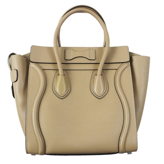 CELINE Handbag 18979 Main: Calfskin Dune Luggage micro shopper Women Used Authentic