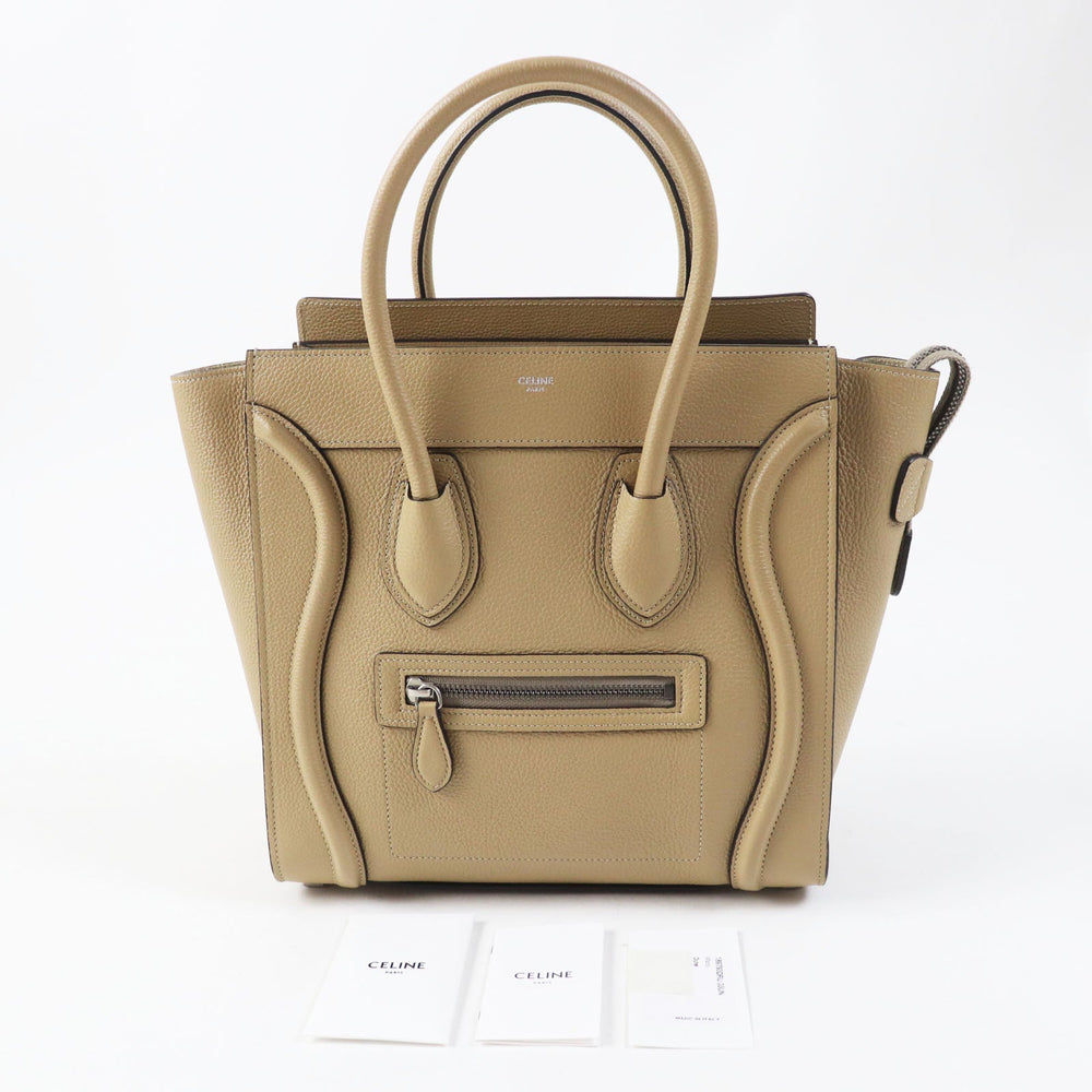 CELINE Handbag 18979 Main: Calfskin Dune Luggage micro shopper Women Used Authentic