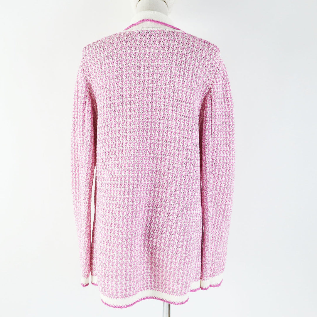 CHANEL cardigan P72239 Main: 100% cotton Pink white Women 36 Used Authentic