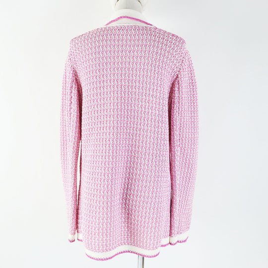CHANEL cardigan P72239 Main: 100% cotton Pink white Women 36 Used Authentic
