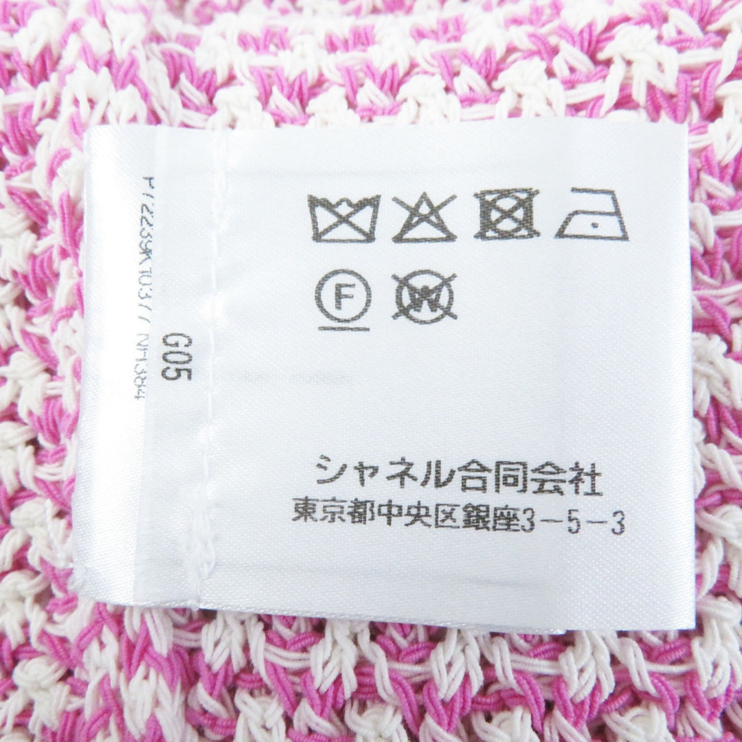 CHANEL cardigan P72239 Main: 100% cotton Pink white Women 36 Used Authentic