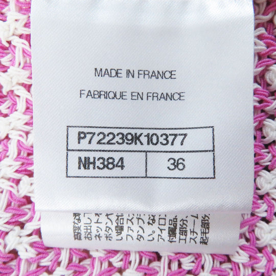 CHANEL cardigan P72239 Main: 100% cotton Pink white Women 36 Used Authentic