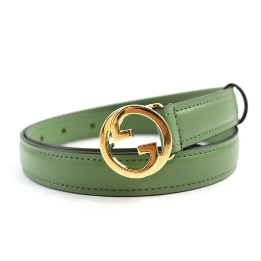 GUCCI belt 723073 Main: Leather green Blondy Women Used Authentic