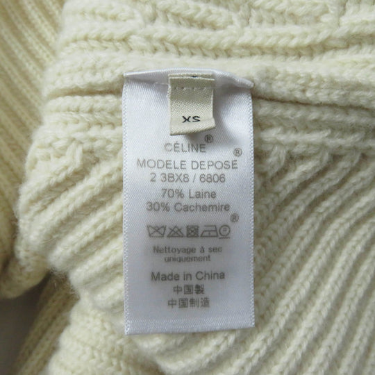 CELINE knit 2 3BX8/6806 Main: 70% wool, Main: 30% cashmere off white Women XS Used Authentic