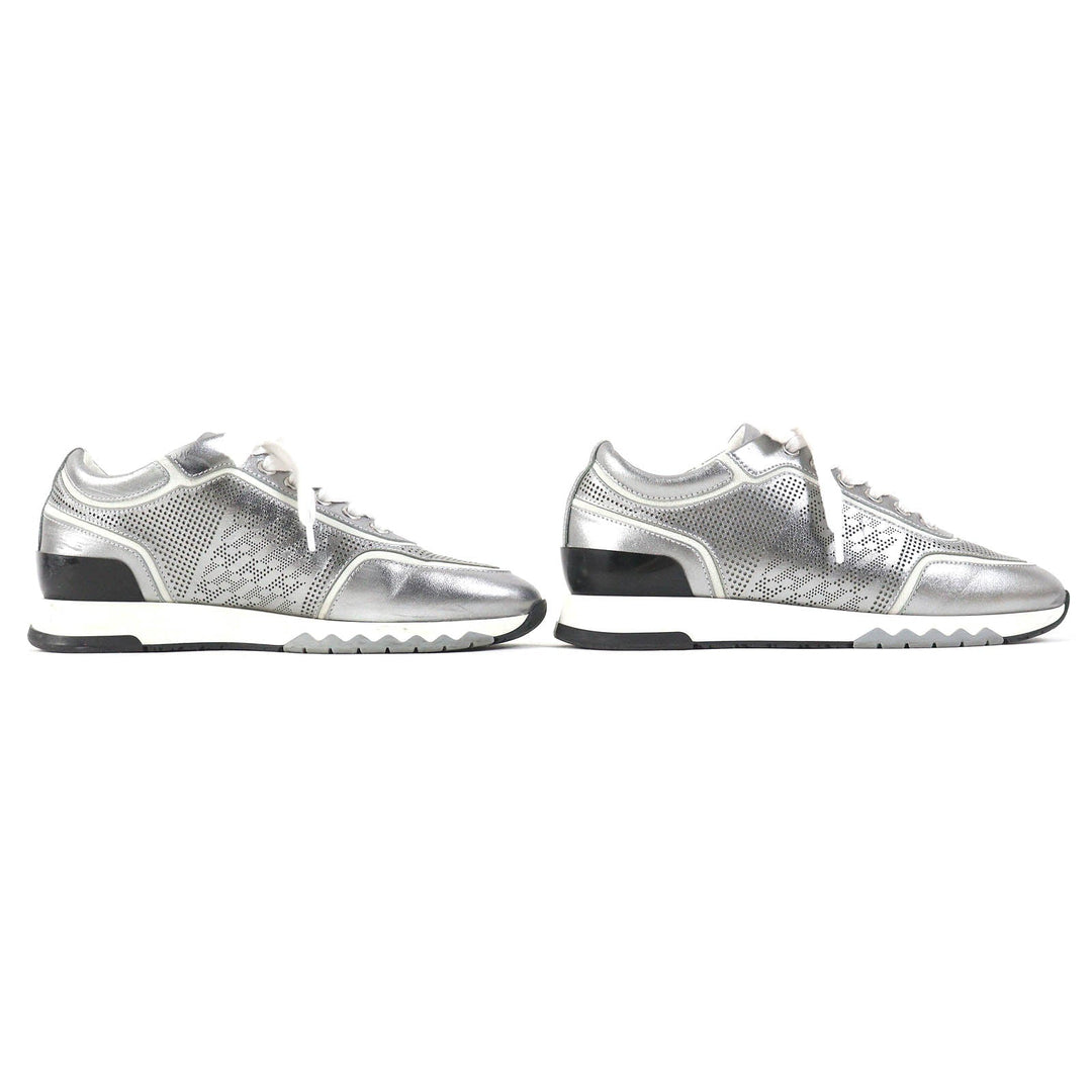 HERMES sneakers 211106Z Main: Leather Silver White Black C Addict Women 35 Used Authentic