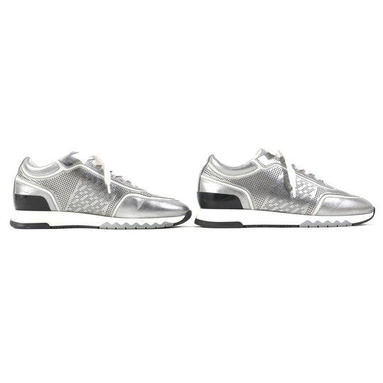 HERMES sneakers 211106Z Main: Leather Silver White Black C Addict Women 35 Used Authentic