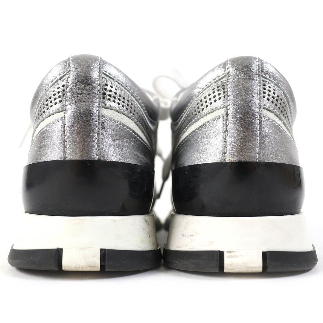HERMES sneakers 211106Z Main: Leather Silver White Black C Addict Women 35 Used Authentic