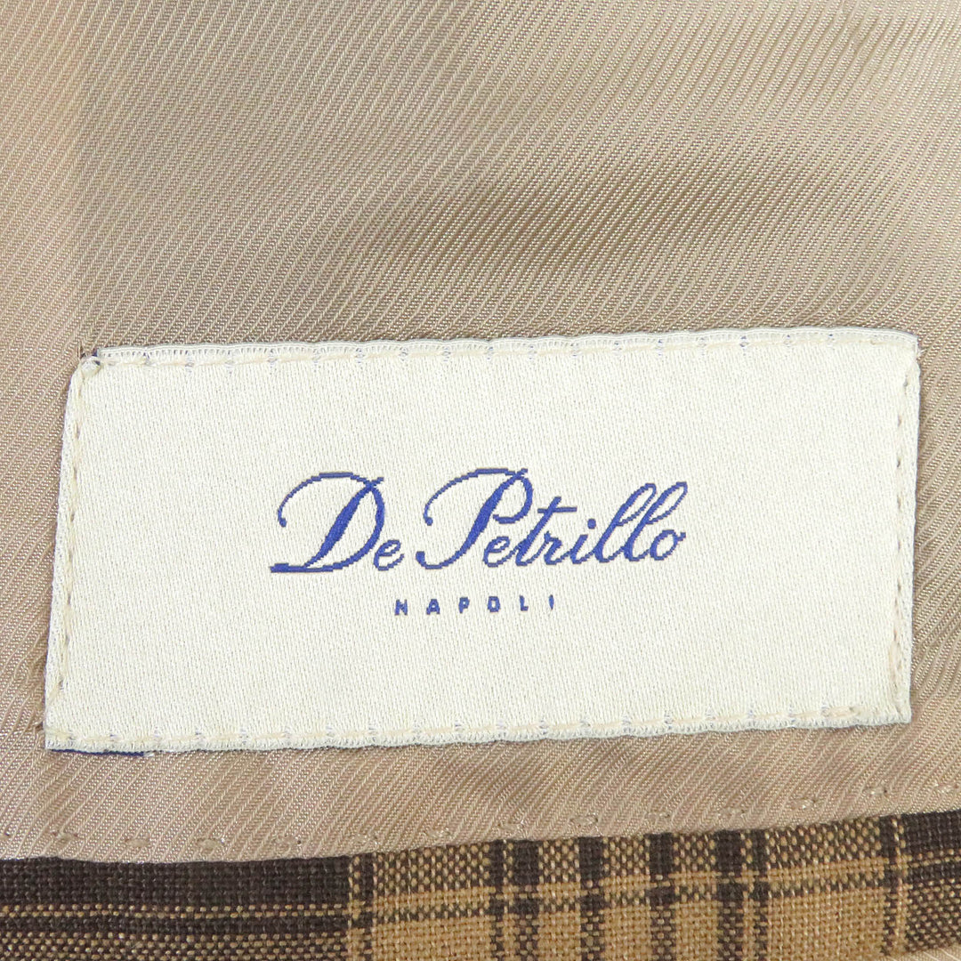 De Petrillo tailored jacket Outer: 55% linen, Outer: 45% cotton, Lining: 100% cupra Brown mens 44 Used Authentic
