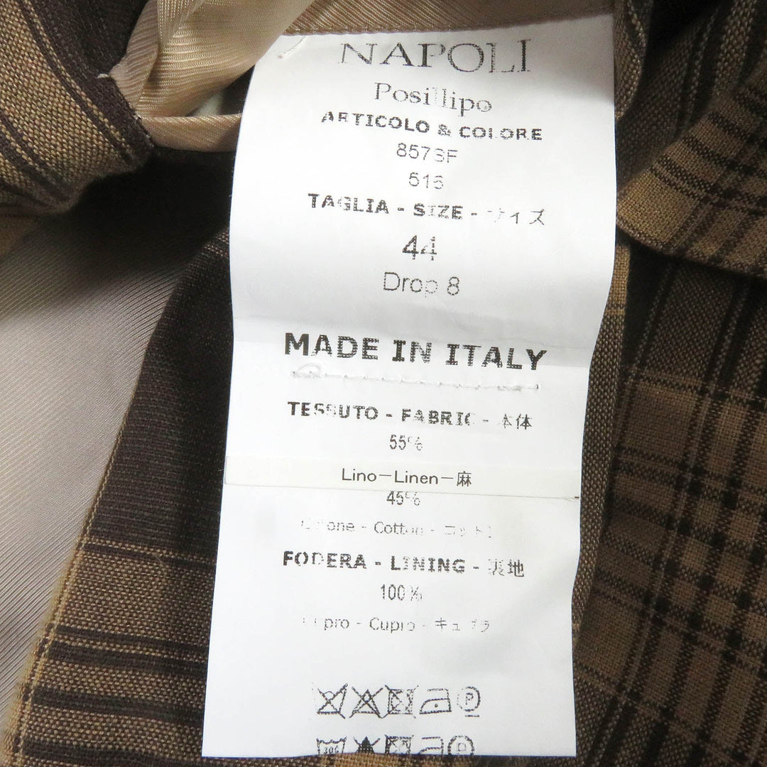 De Petrillo tailored jacket Outer: 55% linen, Outer: 45% cotton, Lining: 100% cupra Brown mens 44 Used Authentic