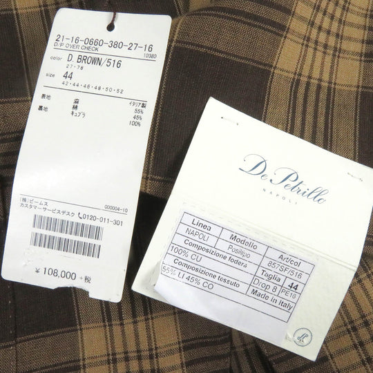 De Petrillo tailored jacket Outer: 55% linen, Outer: 45% cotton, Lining: 100% cupra Brown mens 44 Used Authentic