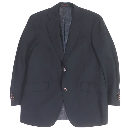 ETRO tailored jacket Outer: 100% cashmere, Sleeve lining: 60% acetate, Sleeve lining: 40% rayon, Lining: 100% rayon Navy mens 50 Used Authentic