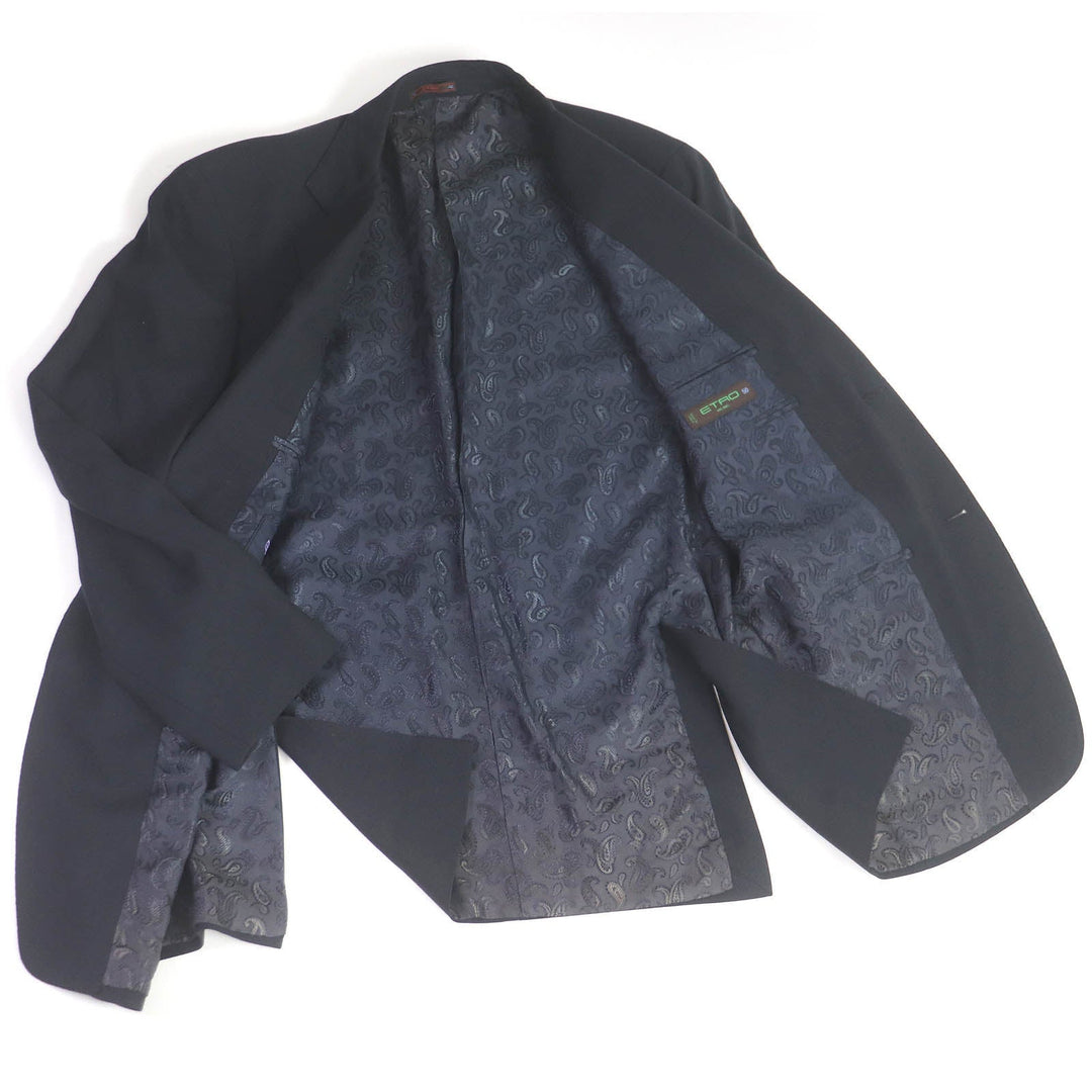 ETRO tailored jacket Outer: 100% cashmere, Sleeve lining: 60% acetate, Sleeve lining: 40% rayon, Lining: 100% rayon Navy mens 50 Used Authentic