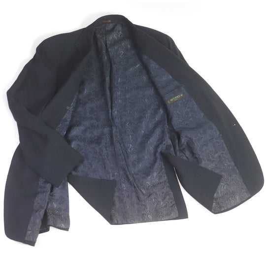 ETRO tailored jacket Outer: 100% cashmere, Sleeve lining: 60% acetate, Sleeve lining: 40% rayon, Lining: 100% rayon Navy mens 50 Used Authentic