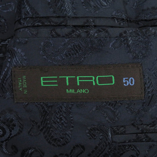 ETRO tailored jacket Outer: 100% cashmere, Sleeve lining: 60% acetate, Sleeve lining: 40% rayon, Lining: 100% rayon Navy mens 50 Used Authentic