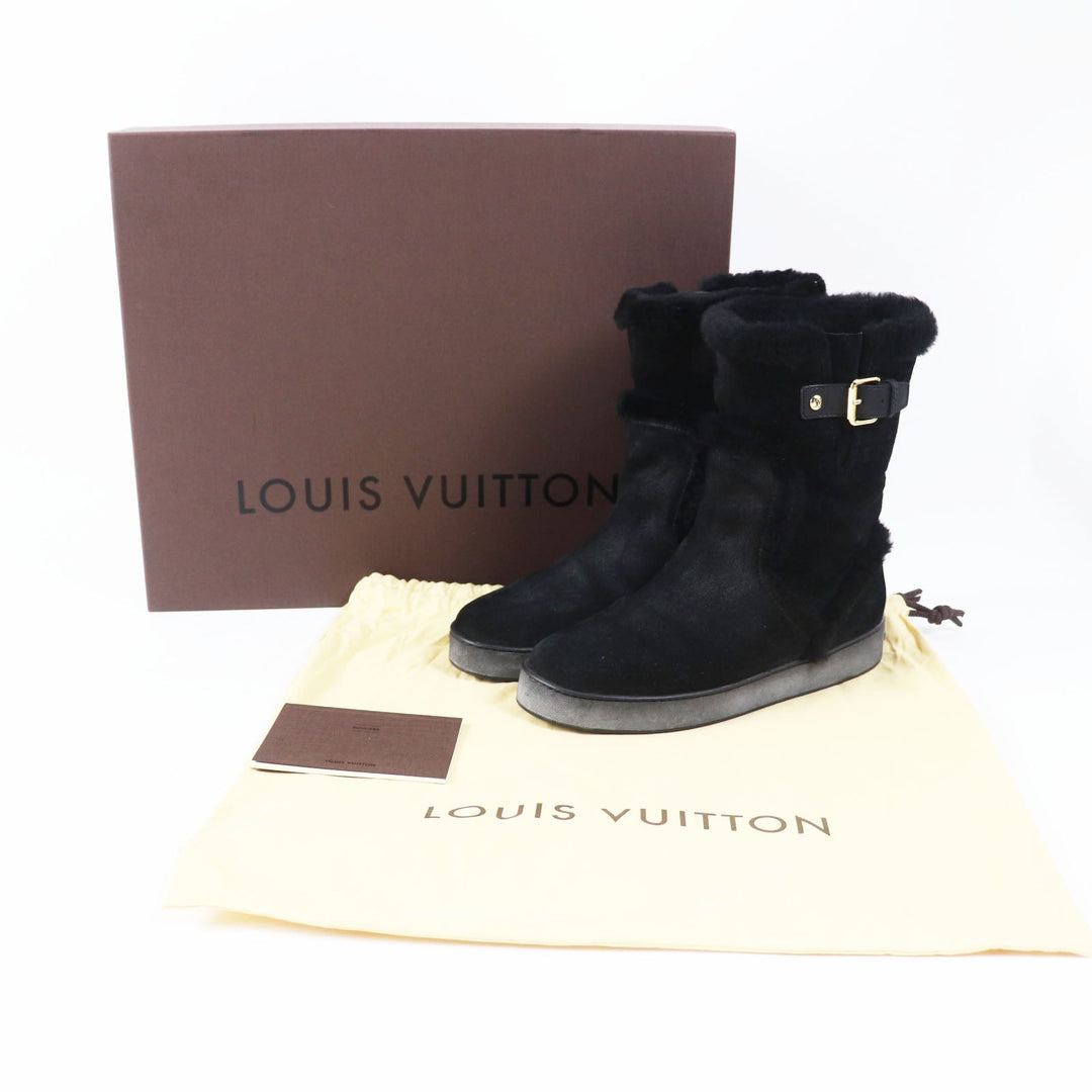 LOUIS VUITTON boots Main: Mouton black Women 38 1/2 Used Authentic