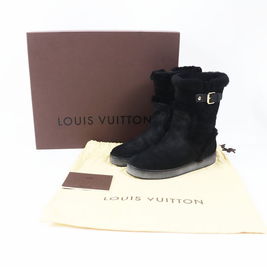 LOUIS VUITTON boots Main: Mouton black Women 38 1/2 Used Authentic