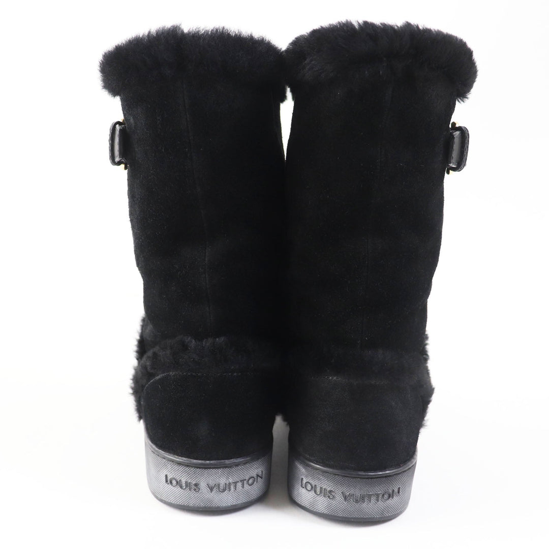 LOUIS VUITTON boots Main: Mouton black Women 38 1/2 Used Authentic