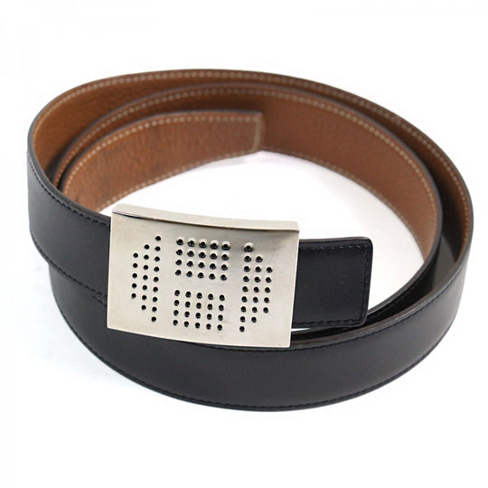 HERMES belt leather Black brown