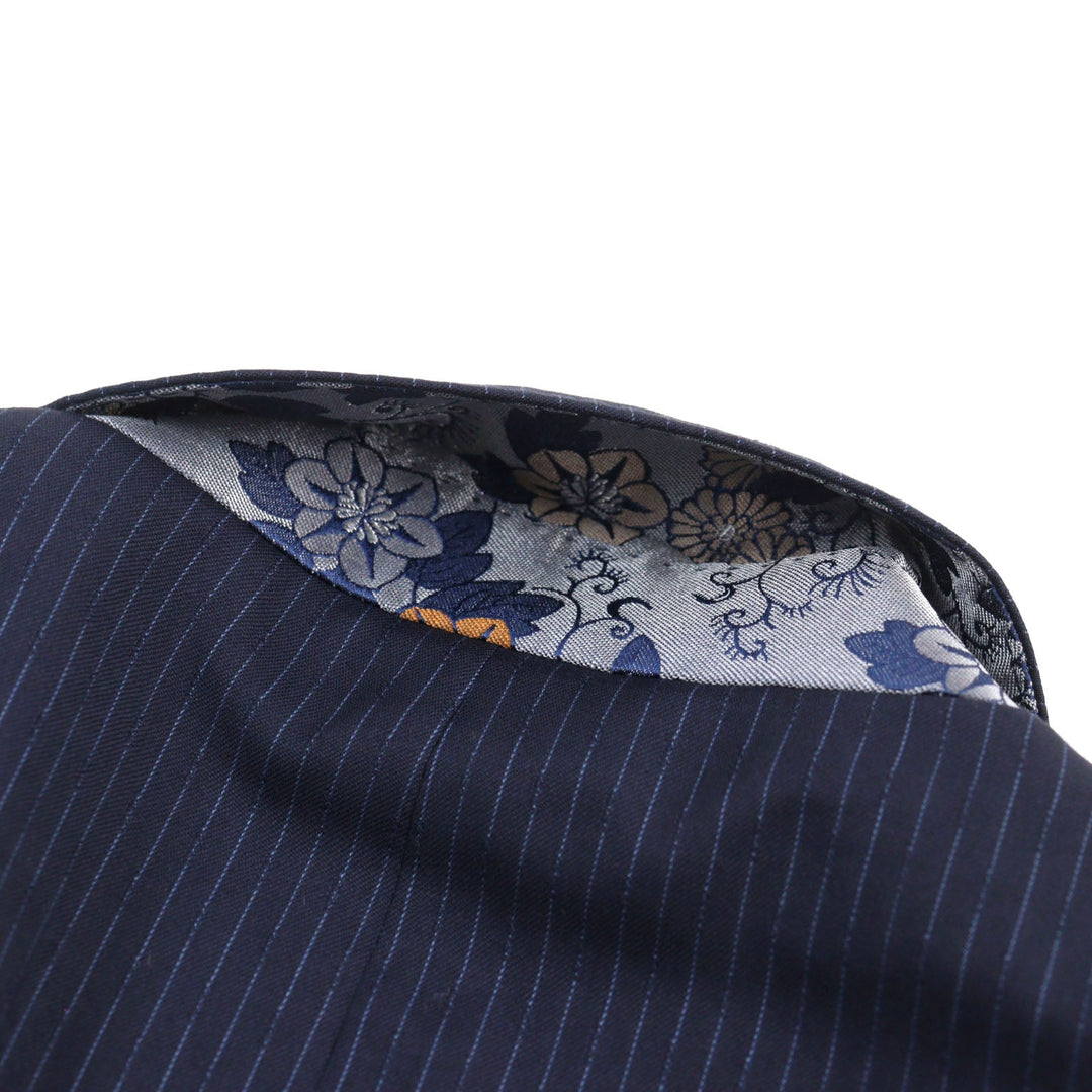 ETRO suit 172-1A915-0091 Outer: 100% wool, Lining: 100% silk, Sleeve lining: 100% cupra, Part: 100% cupra Navy Stripe Pattern mens 52 Used Authentic