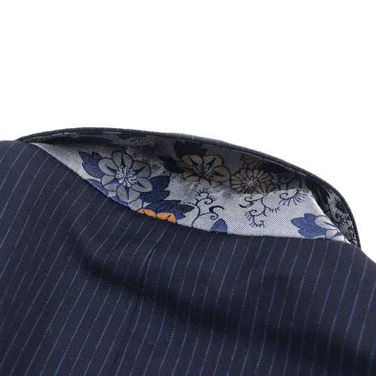 ETRO suit 172-1A915-0091 Outer: 100% wool, Lining: 100% silk, Sleeve lining: 100% cupra, Part: 100% cupra Navy Stripe Pattern mens 52 Used Authentic