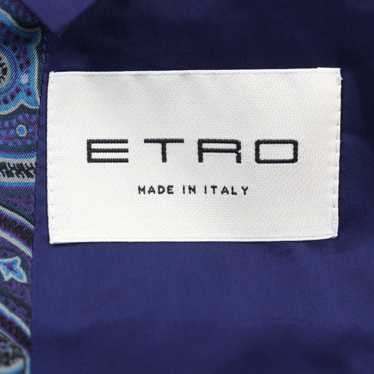 ETRO suit 172-1A915-0091 Outer: 100% wool, Lining: 100% silk, Sleeve lining: 100% cupra, Part: 100% cupra Navy Stripe Pattern mens 52 Used Authentic