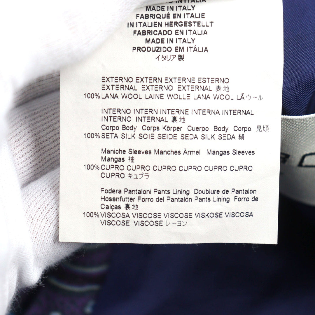 ETRO suit 172-1A915-0091 Outer: 100% wool, Lining: 100% silk, Sleeve lining: 100% cupra, Part: 100% cupra Navy Stripe Pattern mens 52 Used Authentic