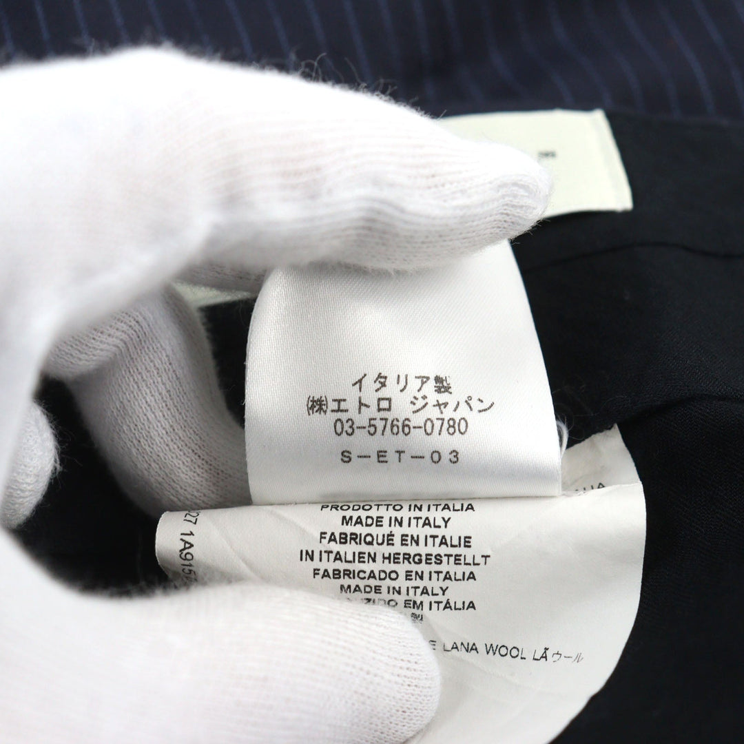 ETRO suit 172-1A915-0091 Outer: 100% wool, Lining: 100% silk, Sleeve lining: 100% cupra, Part: 100% cupra Navy Stripe Pattern mens 52 Used Authentic