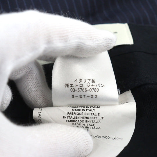 ETRO suit 172-1A915-0091 Outer: 100% wool, Lining: 100% silk, Sleeve lining: 100% cupra, Part: 100% cupra Navy Stripe Pattern mens 52 Used Authentic