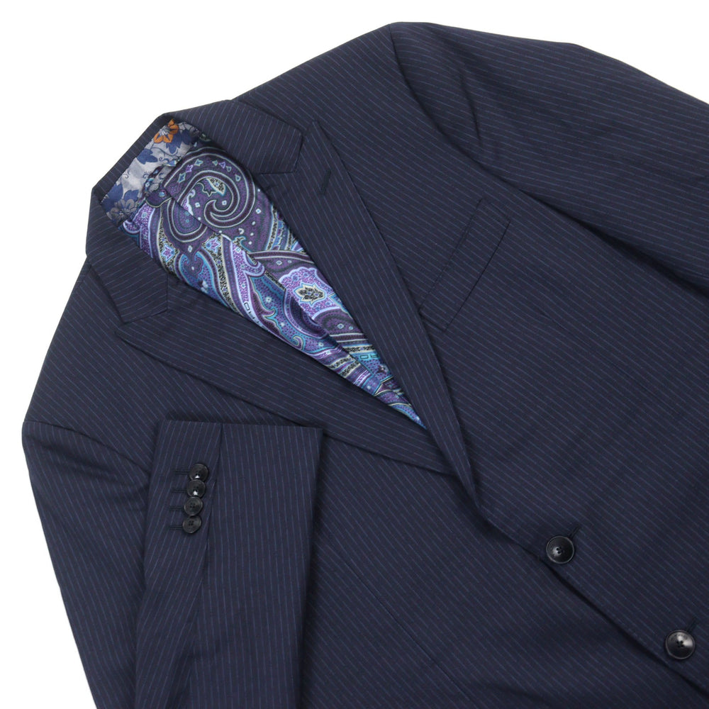ETRO suit 172-1A915-0091 Outer: 100% wool, Lining: 100% silk, Sleeve lining: 100% cupra, Part: 100% cupra Navy Stripe Pattern mens 52 Used Authentic