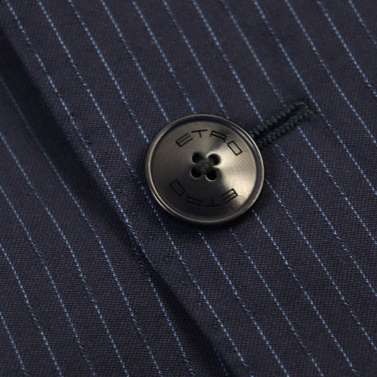 ETRO suit 172-1A915-0091 Outer: 100% wool, Lining: 100% silk, Sleeve lining: 100% cupra, Part: 100% cupra Navy Stripe Pattern mens 52 Used Authentic