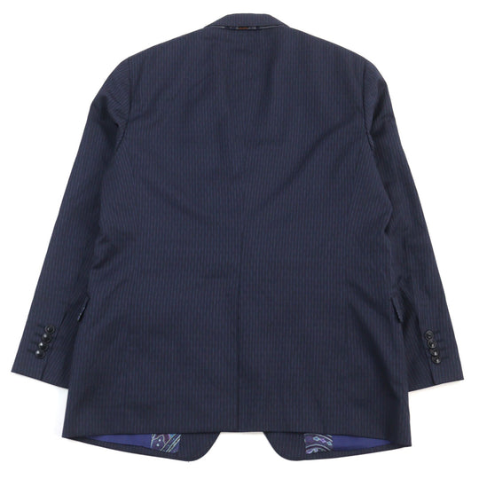 ETRO suit 172-1A915-0091 Outer: 100% wool, Lining: 100% silk, Sleeve lining: 100% cupra, Part: 100% cupra Navy Stripe Pattern mens 52 Used Authentic