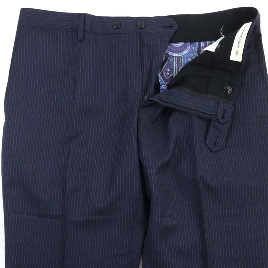 ETRO suit 172-1A915-0091 Outer: 100% wool, Lining: 100% silk, Sleeve lining: 100% cupra, Part: 100% cupra Navy Stripe Pattern mens 52 Used Authentic
