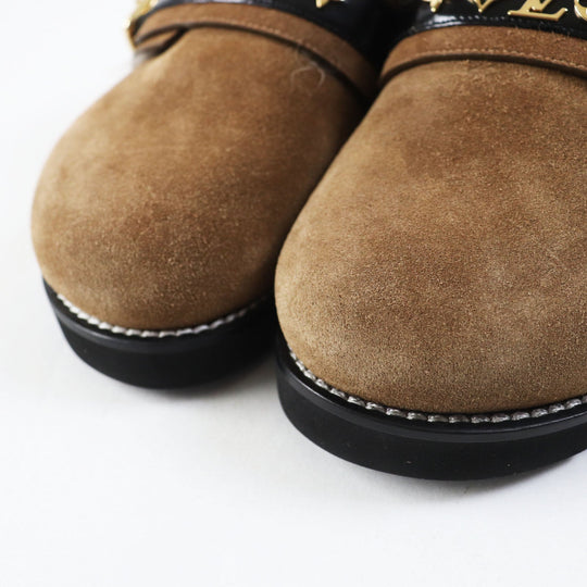 LOUIS VUITTON Sandals Main: suede leather, part: fur Brown beige Winter brake lines Women 37 Used Authentic