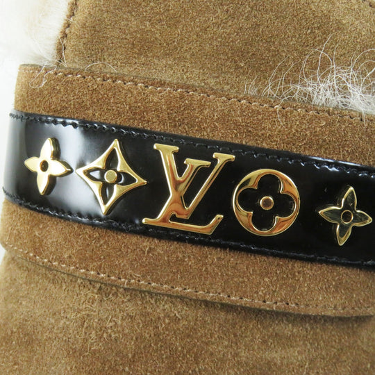 LOUIS VUITTON Sandals Main: suede leather, part: fur Brown beige Winter brake lines Women 37 Used Authentic