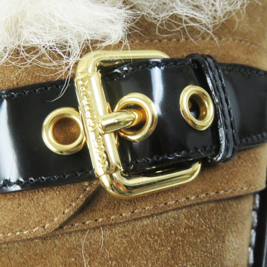 LOUIS VUITTON Sandals Main: suede leather, part: fur Brown beige Winter brake lines Women 37 Used Authentic