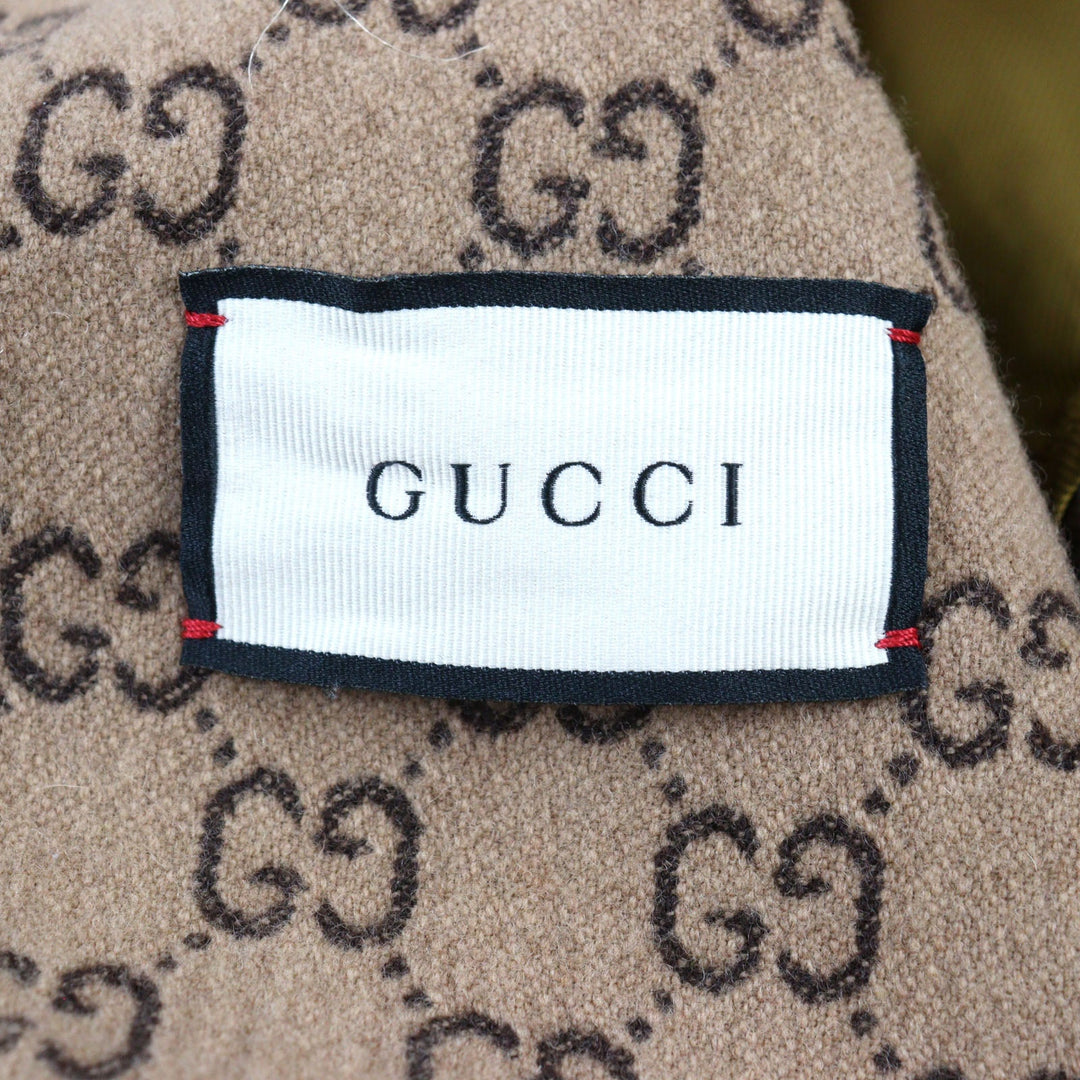 GUCCI Chester coat 598710 Outer material: 88% wool, Outer material: 12% nylon, Lining: 100% rayon, Part: 100% wool, Leather part: cowhide Beige All-over Pattern mens 50 Used Authentic