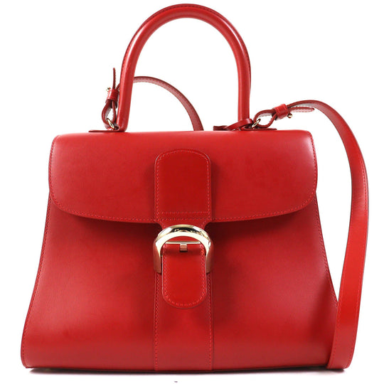DELVAUX Shoulder Bag Main: Leather Red BRILLANT MM Women Used Authentic