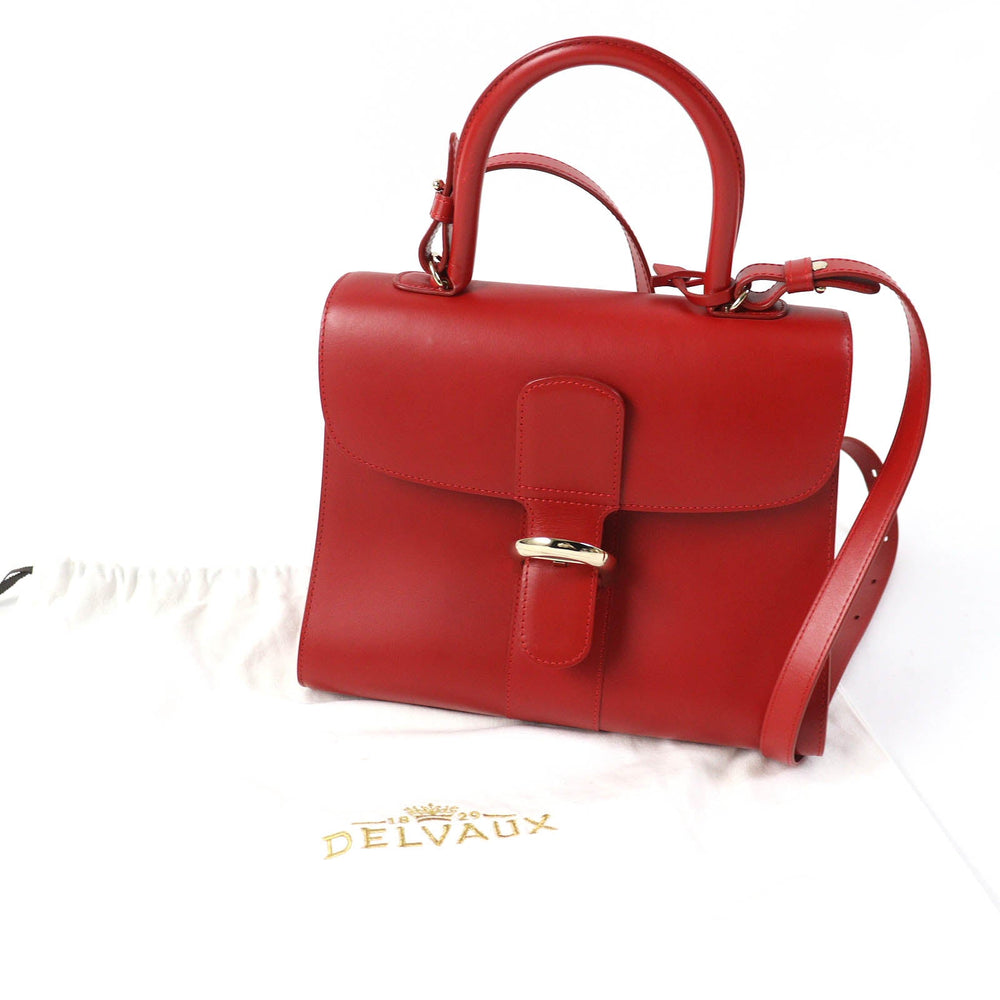 DELVAUX Shoulder Bag Main: Leather Red BRILLANT MM Women Used Authentic