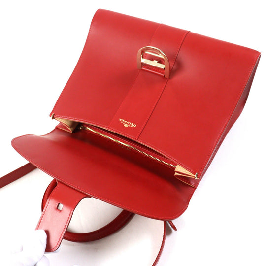 DELVAUX Shoulder Bag Main: Leather Red BRILLANT MM Women Used Authentic