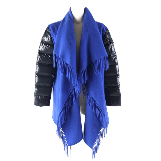 MONCLER Down jacket Outer: 100% wool, Part: 100% nylon, Sleeve lining: 100% nylon, Filling: 90% down, Filling: 10% feather Blue navy MANTELLA Women S Used Authentic